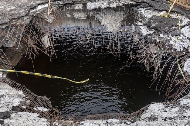 War in Ukraine Broken bridge in Makariv village