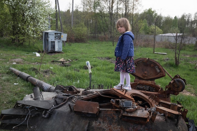 War in Ukraine Destroyed and burned tank