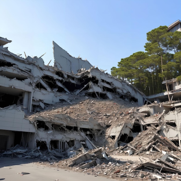 War zone destroy collapse abandon building at japan generative art by AI