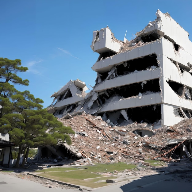 War zone destroy collapse abandon building at japan generative art by AI