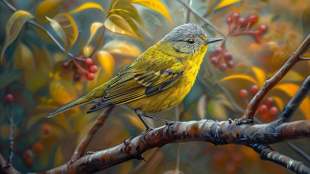 Warbler Bird in High Definition Photorealism