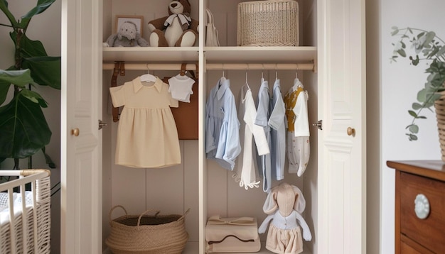 Photo wardrobe for baby dress in a beautiful room