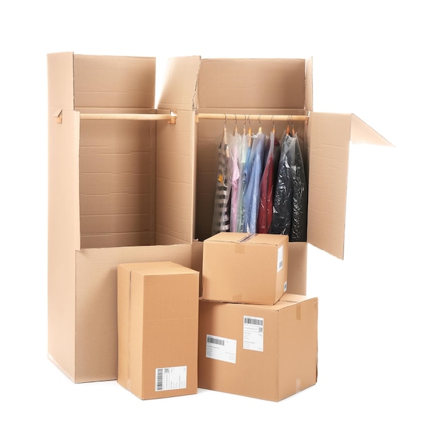 Wardrobe boxes on white background