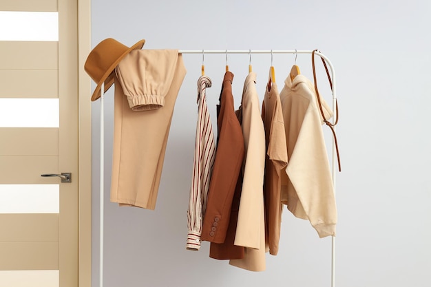 Wardrobe rack with different clothes concept of different clothes