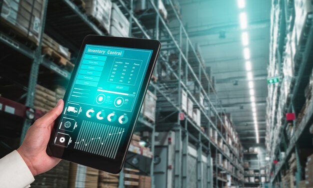 Warehouse management innovative software in computer for real time monitoring