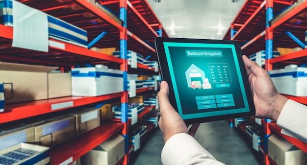 Warehouse management innovative software in computer for real time monitoring