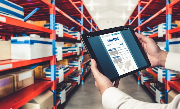 Warehouse management innovative software in computer for real time monitoring