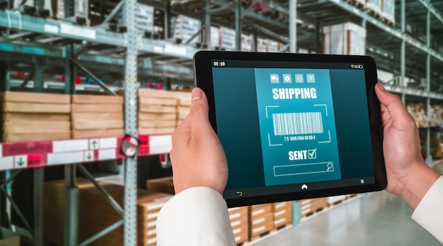 Warehouse management innovative software in computer for real time monitoring