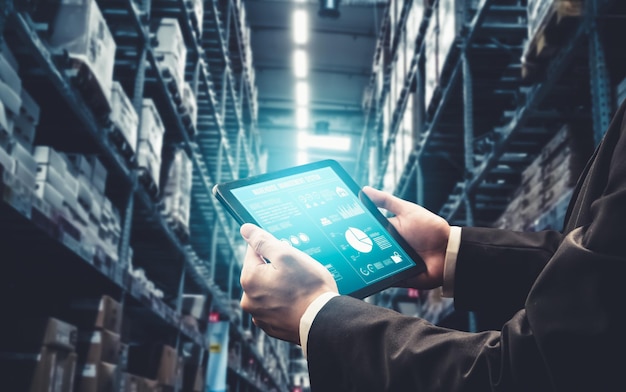 Warehouse management innovative software in computer for real time monitoring