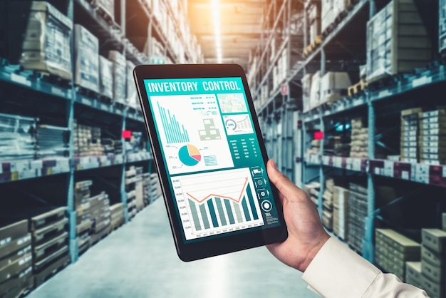 Warehouse management innovative software in computer for real time monitoring