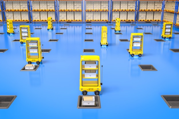 Warehouse robot or robotic assistant deliver boxes