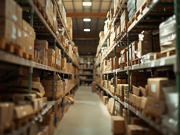 Warehouse Rows of Cardboard Boxes Photo