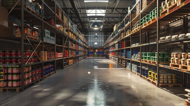 Photo a warehouse with a large amount of bottles of alcohol on the shelves