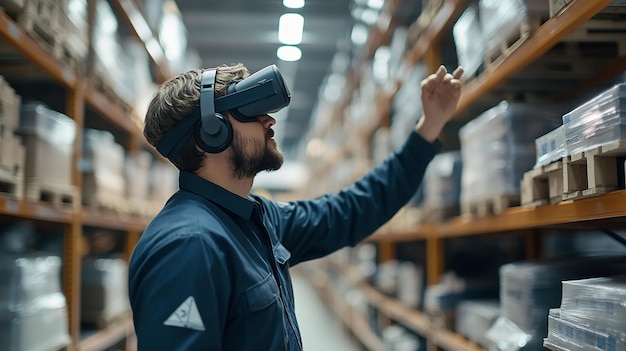 Photo warehouse worker using voiceactivated picking system