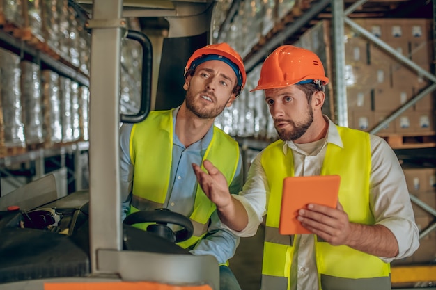 Warehouse worker with helmet