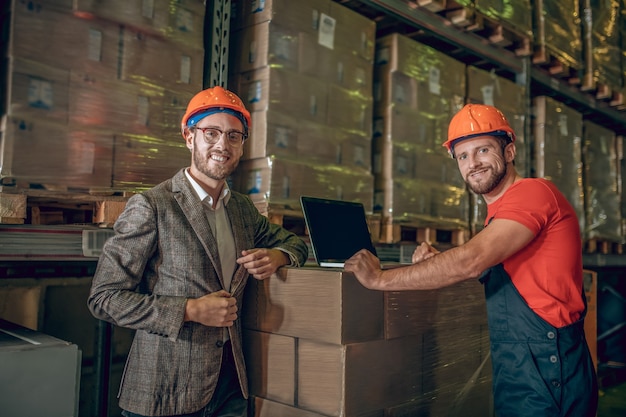 Warehouse worker with helmet