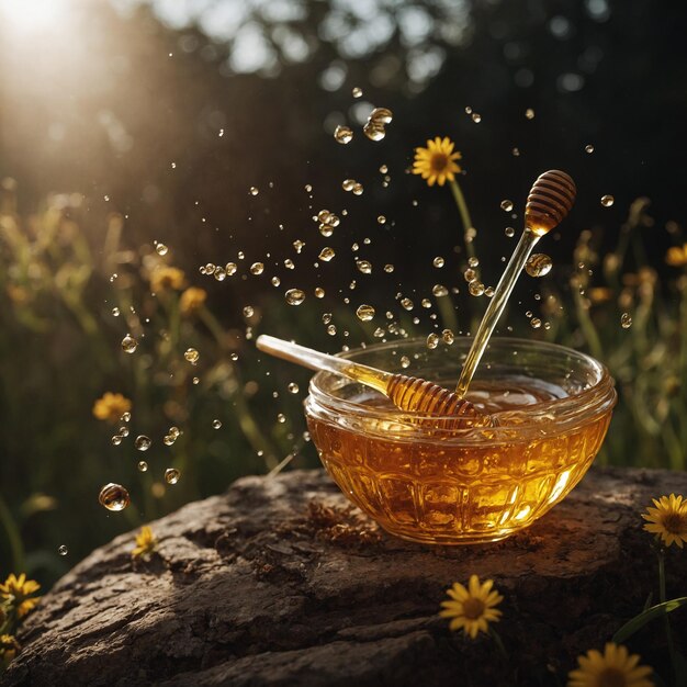 Photo a warm biscuit topped with honey perfect for a satisfying and simple breakfast or snack