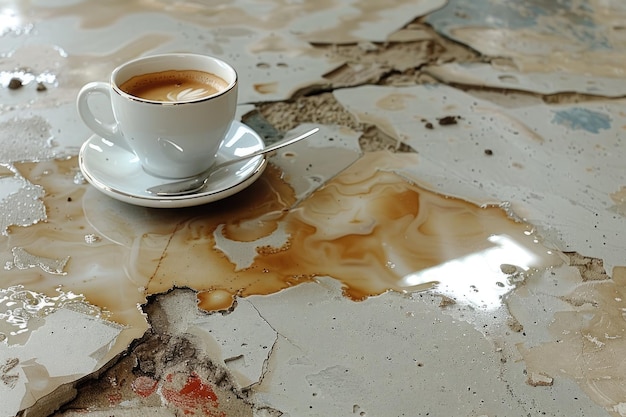 A warm cup of coffee beautifully placed on a saucer with a spoon