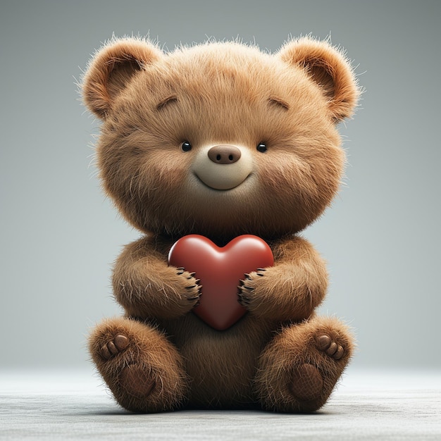 Warm fuzzy teddy bear embracing a romantic heart