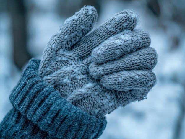 Warm gloves protecting hands from biting cold