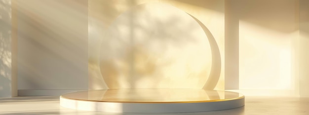 Warm Glow Circle Podium in Stylish Modern Interior