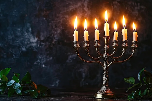 The Warm Glow of Hanukkah A Golden Menorah with Flickering Candles