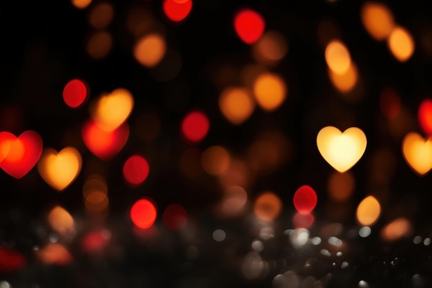 Photo warm heart bokeh lights