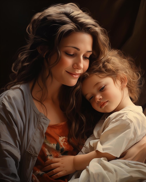 Warm image of mother and child who is happy