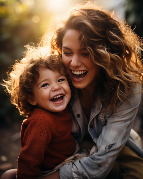 Warm image of mother and child who is happy