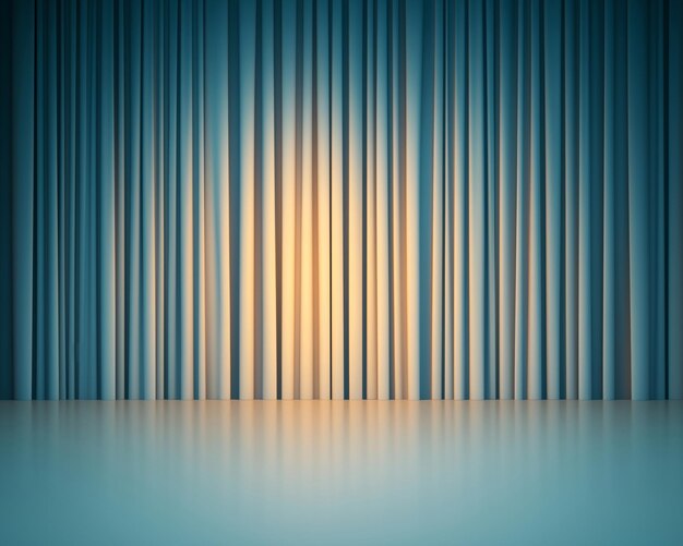 Photo a warm light illuminates a stage with blue curtains