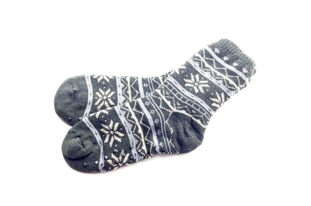 Warm mens socks with a pattern closeup