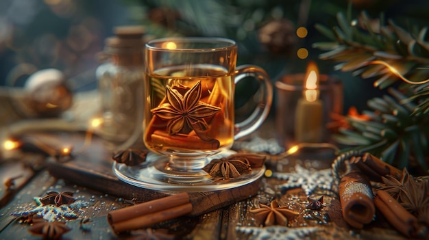 Warm Orange Spice Drink Steaming Mug Cinnamon Sticks Sweet Citrus Holiday Aroma