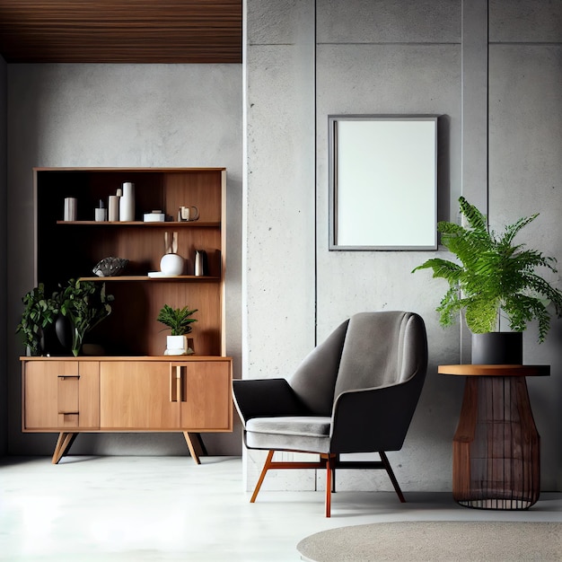 Warm pastel white and beige colors are used in the interior design of the spacious cheerful studio apartment in the Scandinavian styleGenerative ai