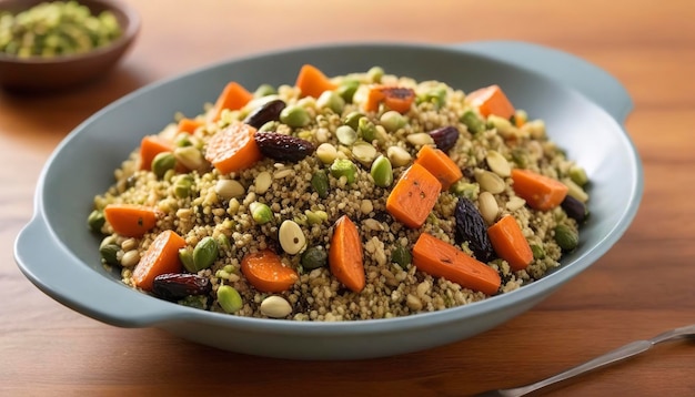 Warm quinoa salad with roasted carrots and pistachios