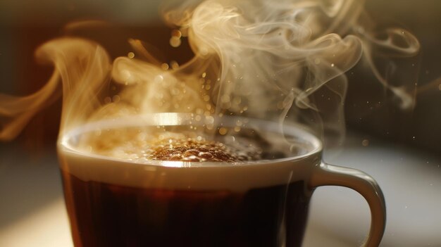 Photo warm refreshment steaming cup of coffee