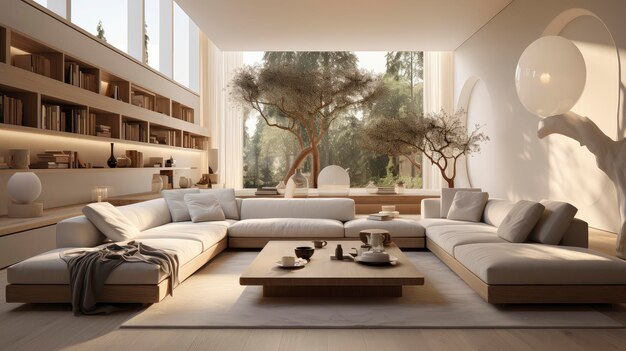 Warm Serenity Cozy Modern Living Room with Natural Light