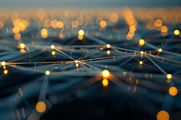 Warm softfocus lights creating an abstract network of glowing connections evoking a sense of warmth and modern digital connectivity