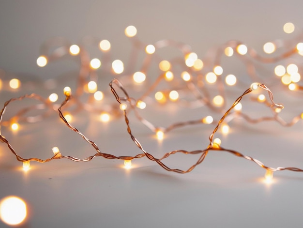 Photo warm white fairy lights twinkling on a soft background during evening hours