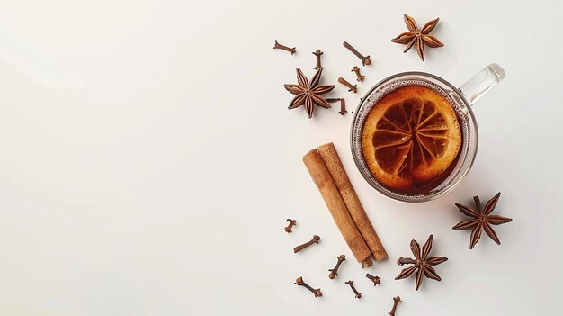 Photo warm winter drink with spices