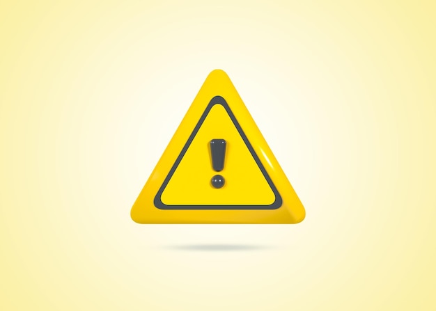 Warning 3D render  Icon with nice background