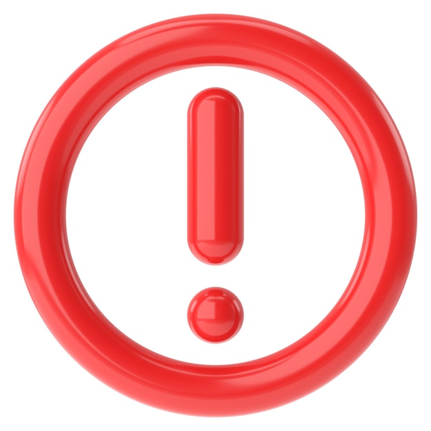 Warning icon Exclamation mark 3D illustration