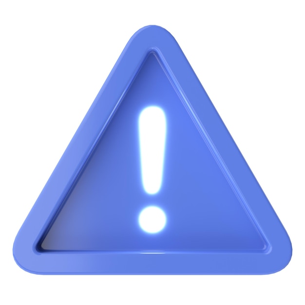 Warning icon Exclamation mark 3D illustration