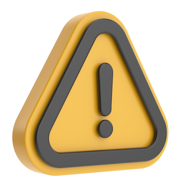 Warning sign Exclamation mark 3D illustration