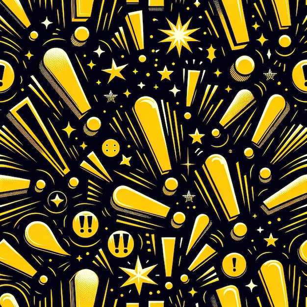 Warning Theme Seamless Pattern with Yellow Exclamation Points