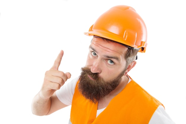 Warning you. Dangerous zone. Man engineer protective uniform stop you. Architect builder engineer. Protective apparel for construction industry. Bearded hipster engineer. Senior engineer at site.