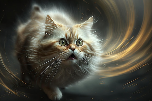 Warp cat funny animal feline realistic spiral picture Generative AI AIG15