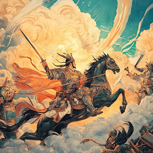 Warrior on Horseback in a Fantasy Setting