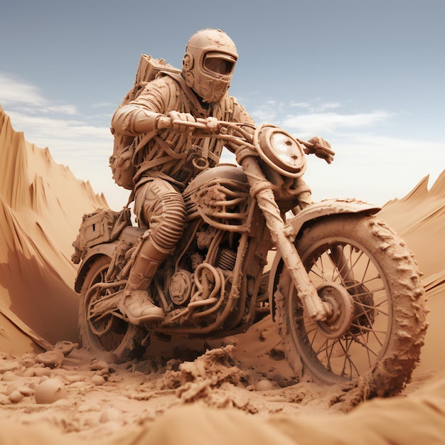 Warrior on a motorcycle in the desert