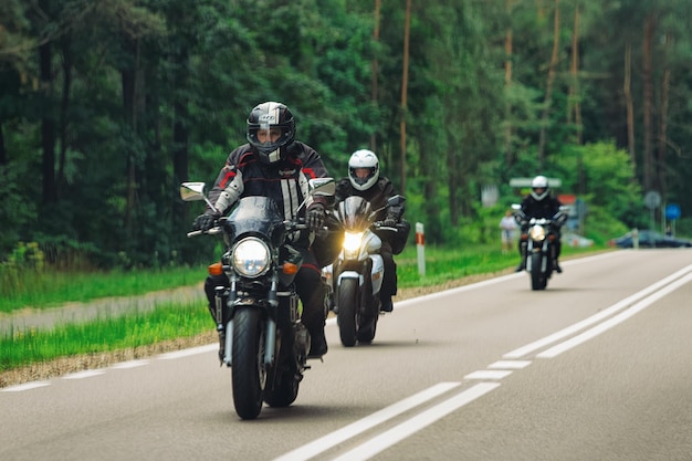 Warsaw, Poland - July 30, 2018: Motorcycles in the road in Poland