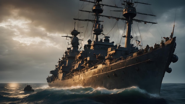 Warship In The Ocean Background Very Cool